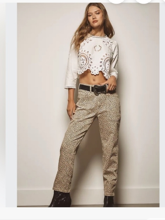 Anthropologie Pants - Anthropologie Beige Leopard Print Straight Jeans
